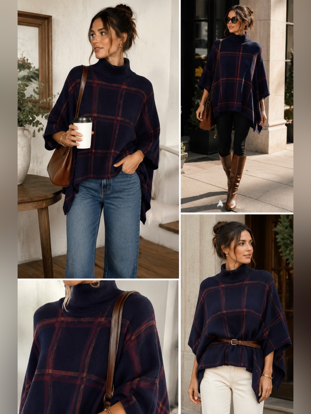 Max studio one size turtleneck poncho sweater